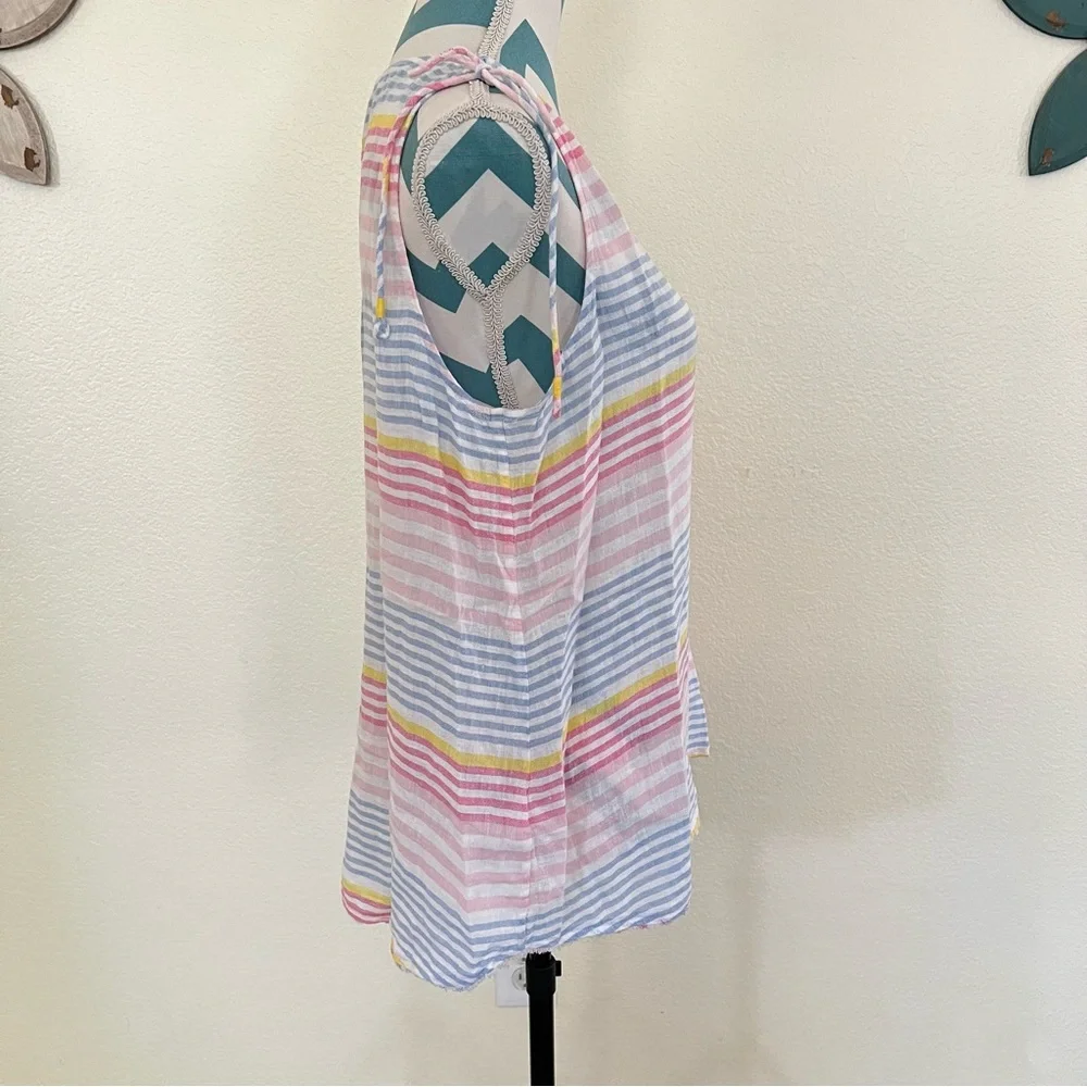 Tommy Bahama Sleeveless V-Neck Tank Striped Linen Blend size Medium - Picture 4 of 12